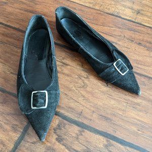Underground Shoes Black Suede Ballerina Carnaby Flats Vintage Goth
